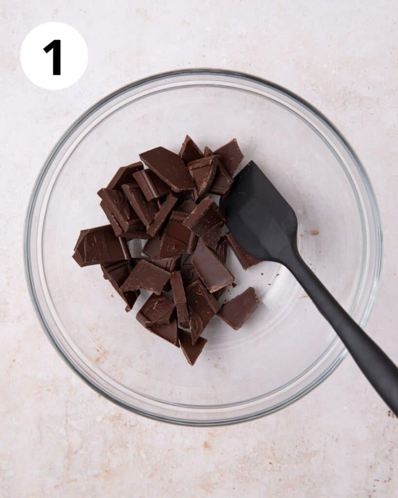 chopped chocolate in bowl.