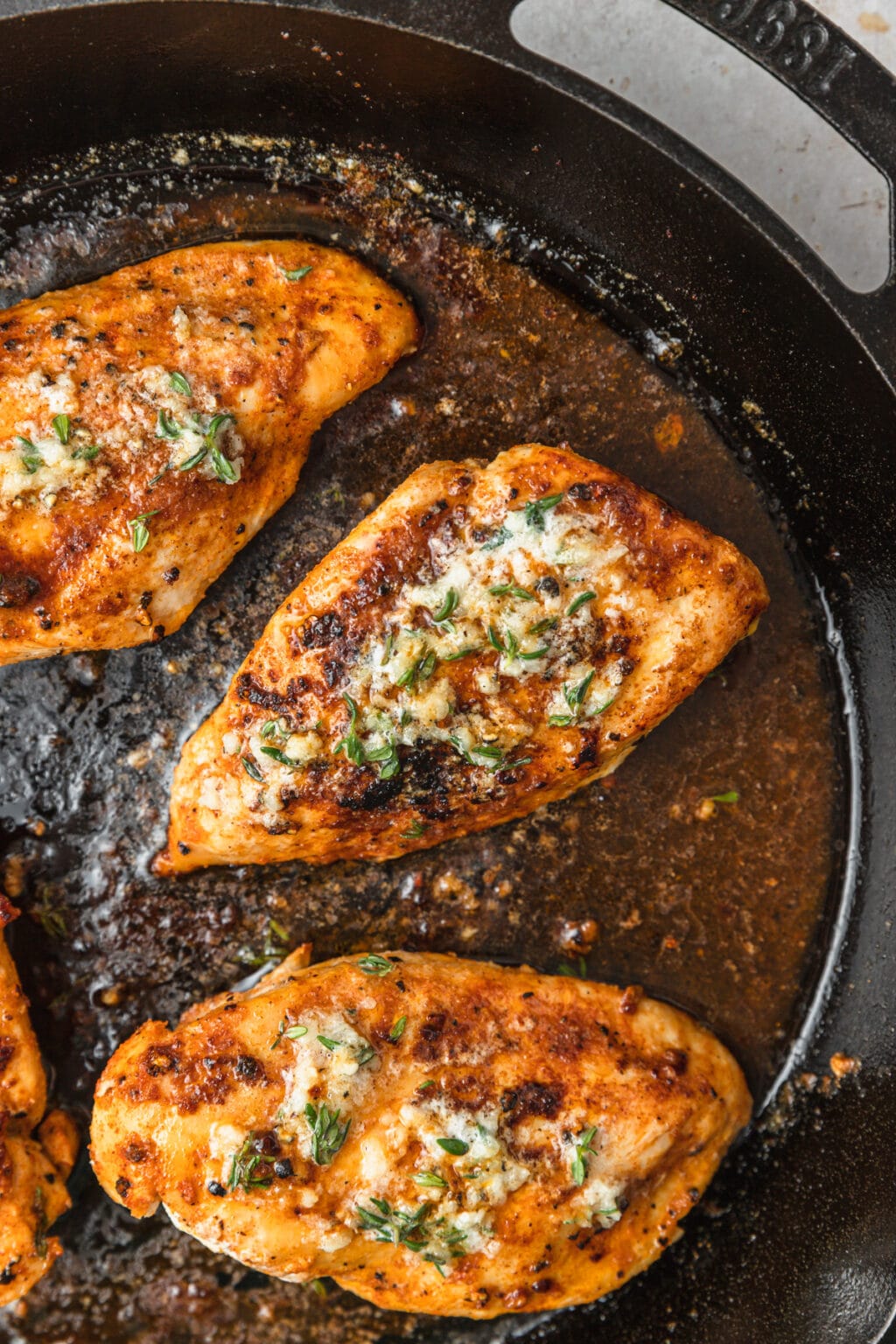 Cast Iron Chicken Breasts with Garlic Herb Butter Barley & Sage