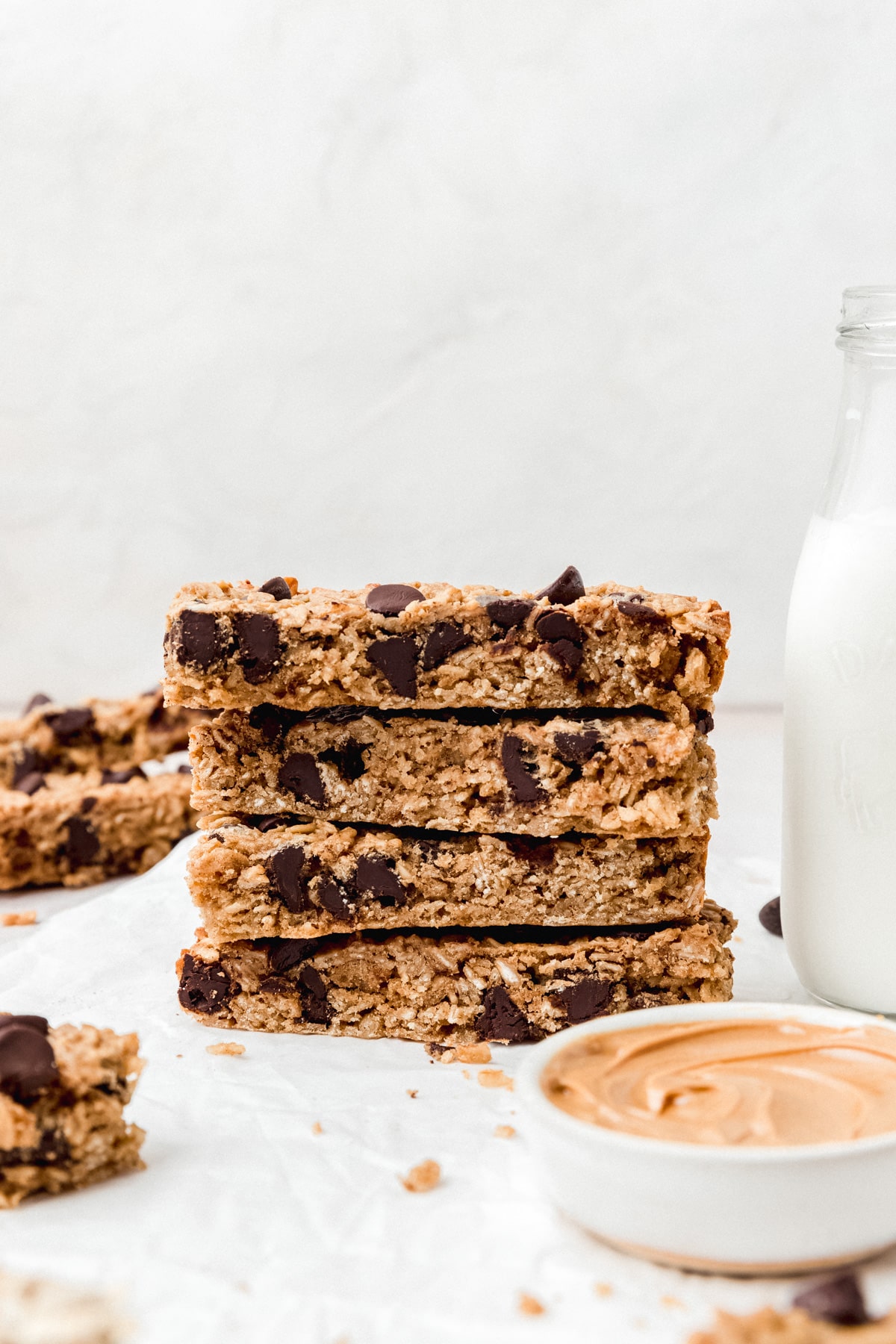 stack of peanut butter oatmeal bars.