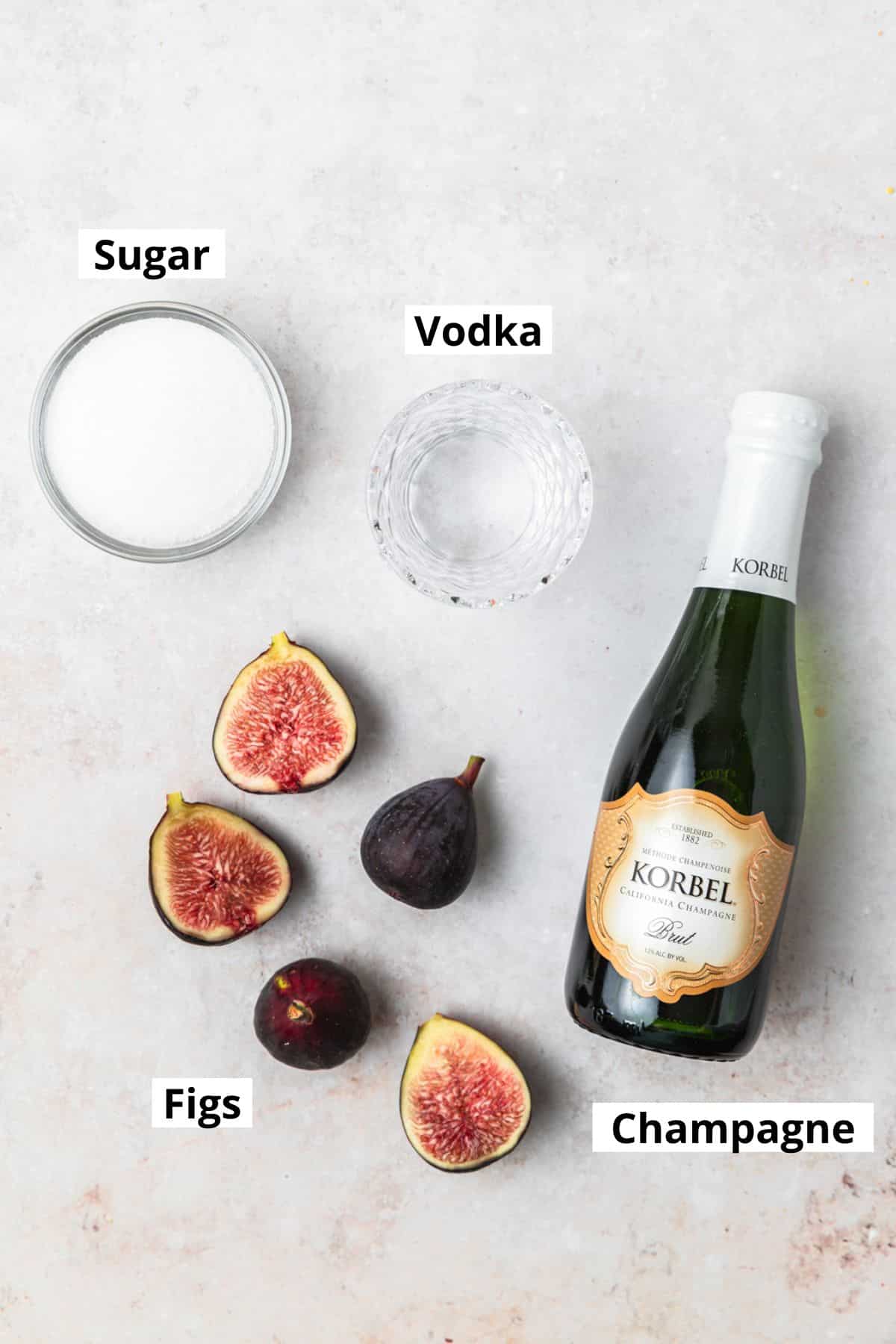 ingredients for sparkling fig cocktail.