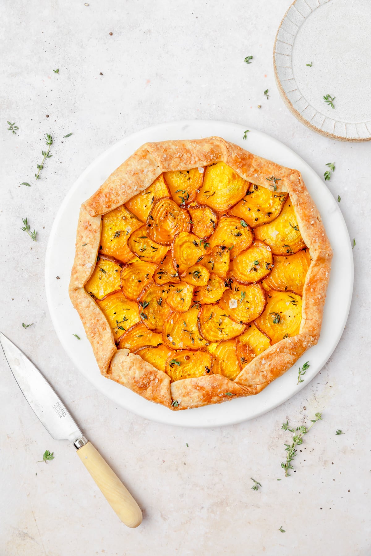 roasted golden beet and goat cheese galette.