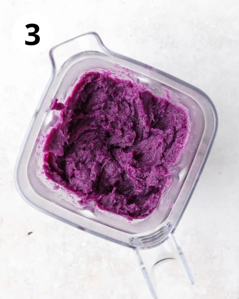 purple sweet potato pulsed in blender until smooth.
