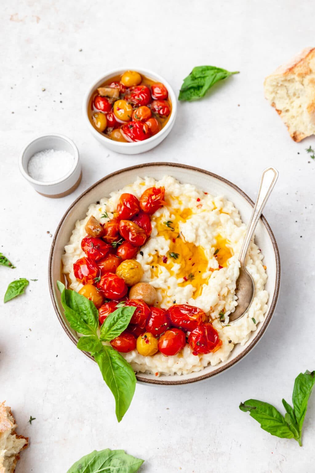Goat Cheese Risotto with Cherry Tomato Confit Barley & Sage