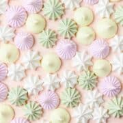 close up shot of mini meringues.