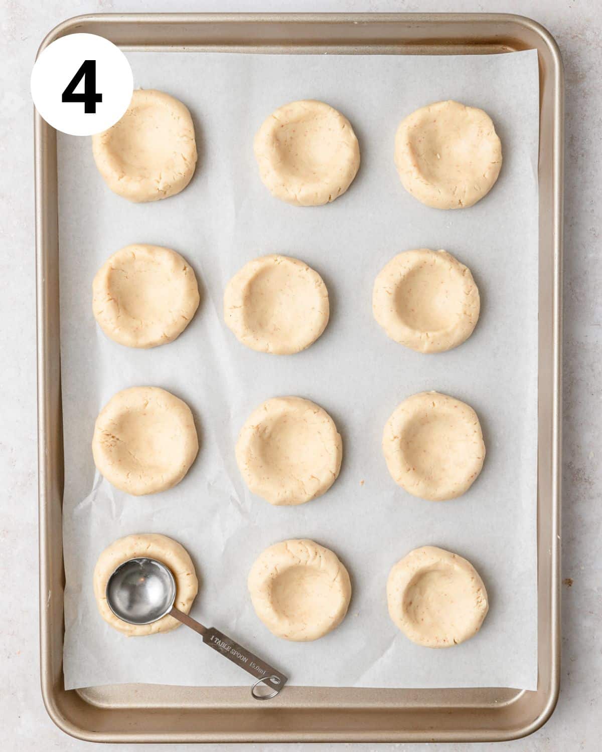 brown butter thumbprint cookies before baking.