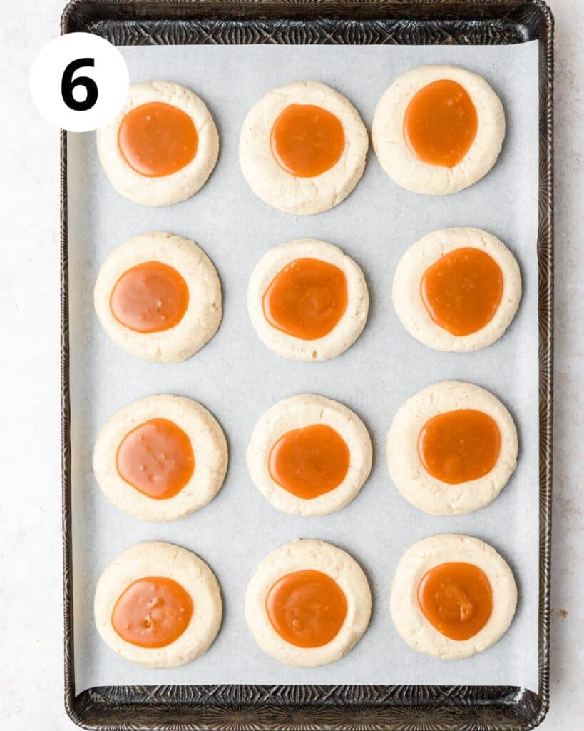 thumbprint cookies filled with salted caramel.