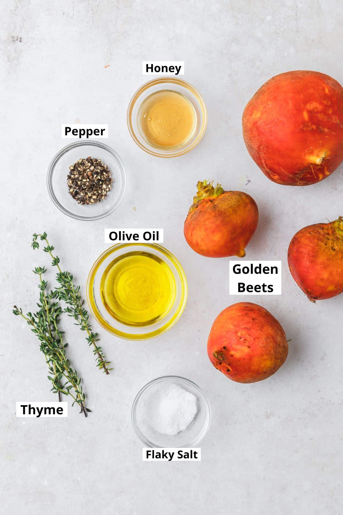 labeled ingredients for roasted golden beets.