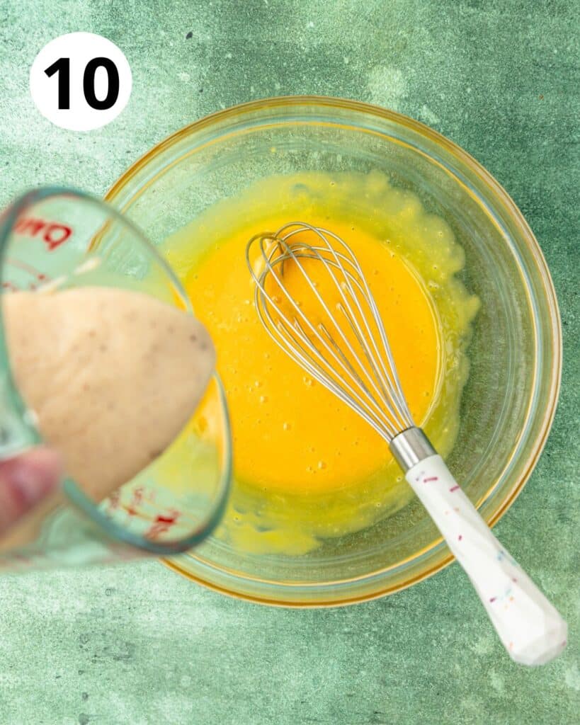 tempering egg yolks.