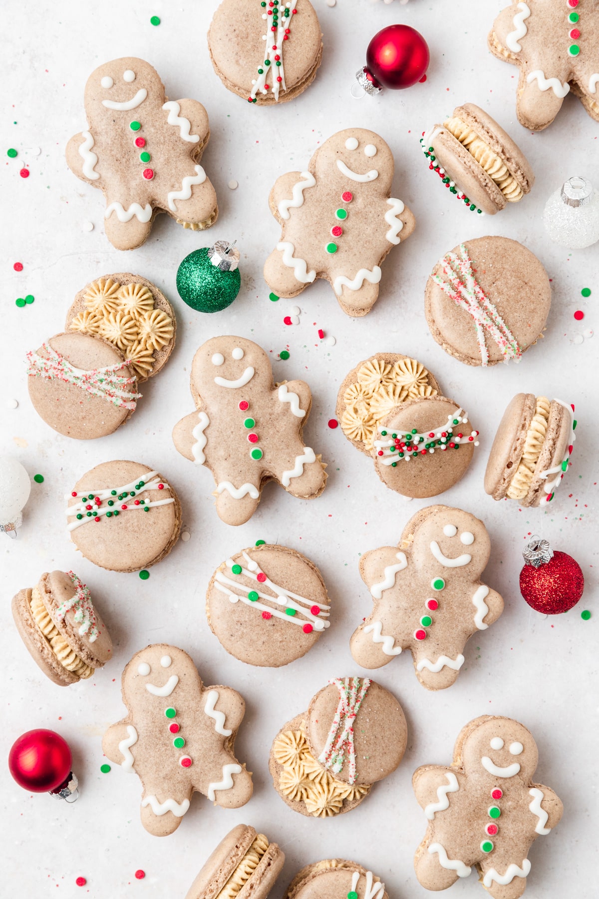 gingerbread macarons filled with molasses buttercream.