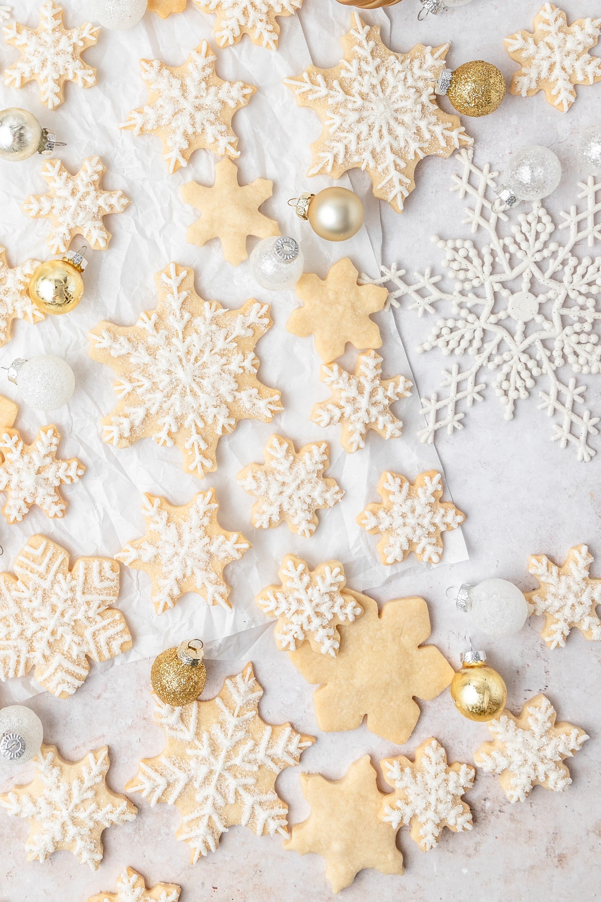 snowflake cutout shortbread cookies.