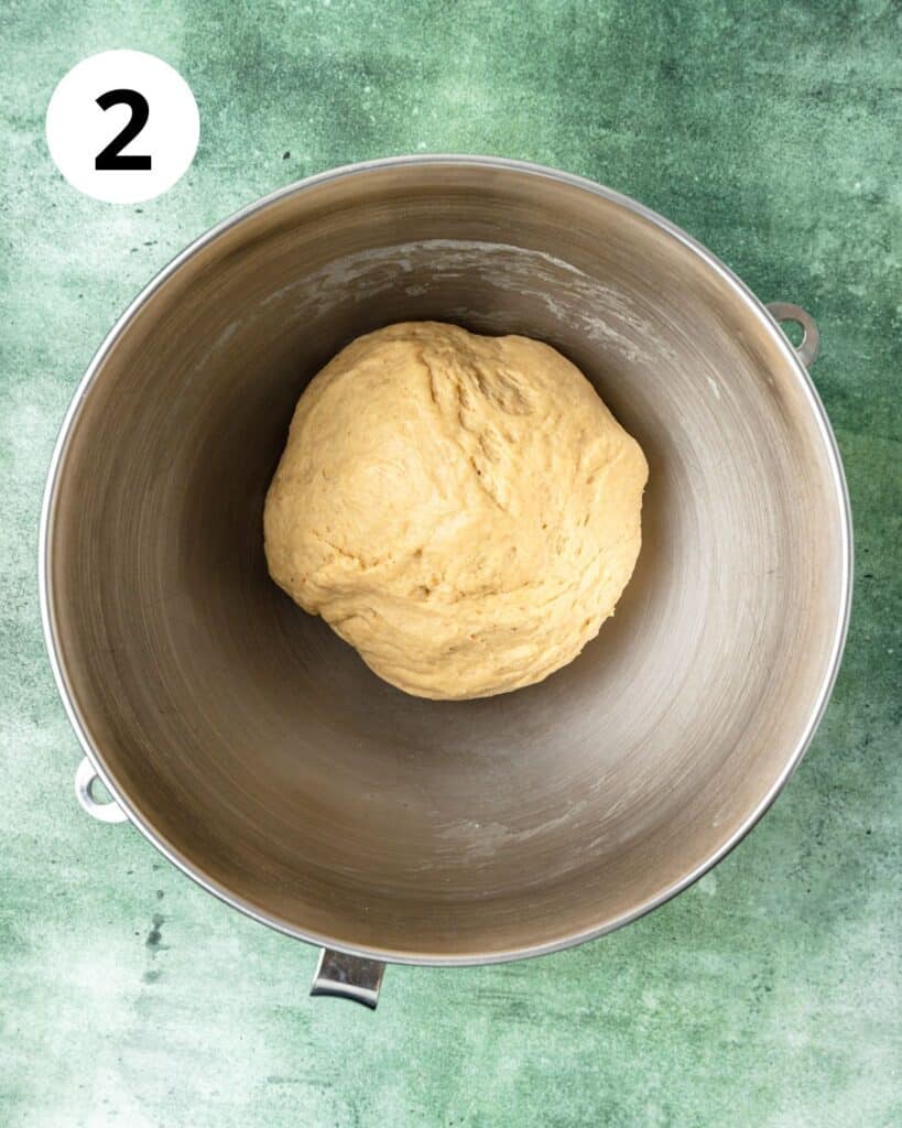 eggnog brioche dough mixed together.