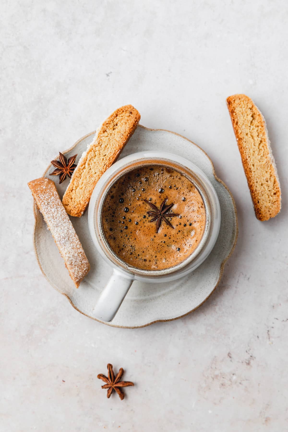 brown butter anise biscotti and coffee.