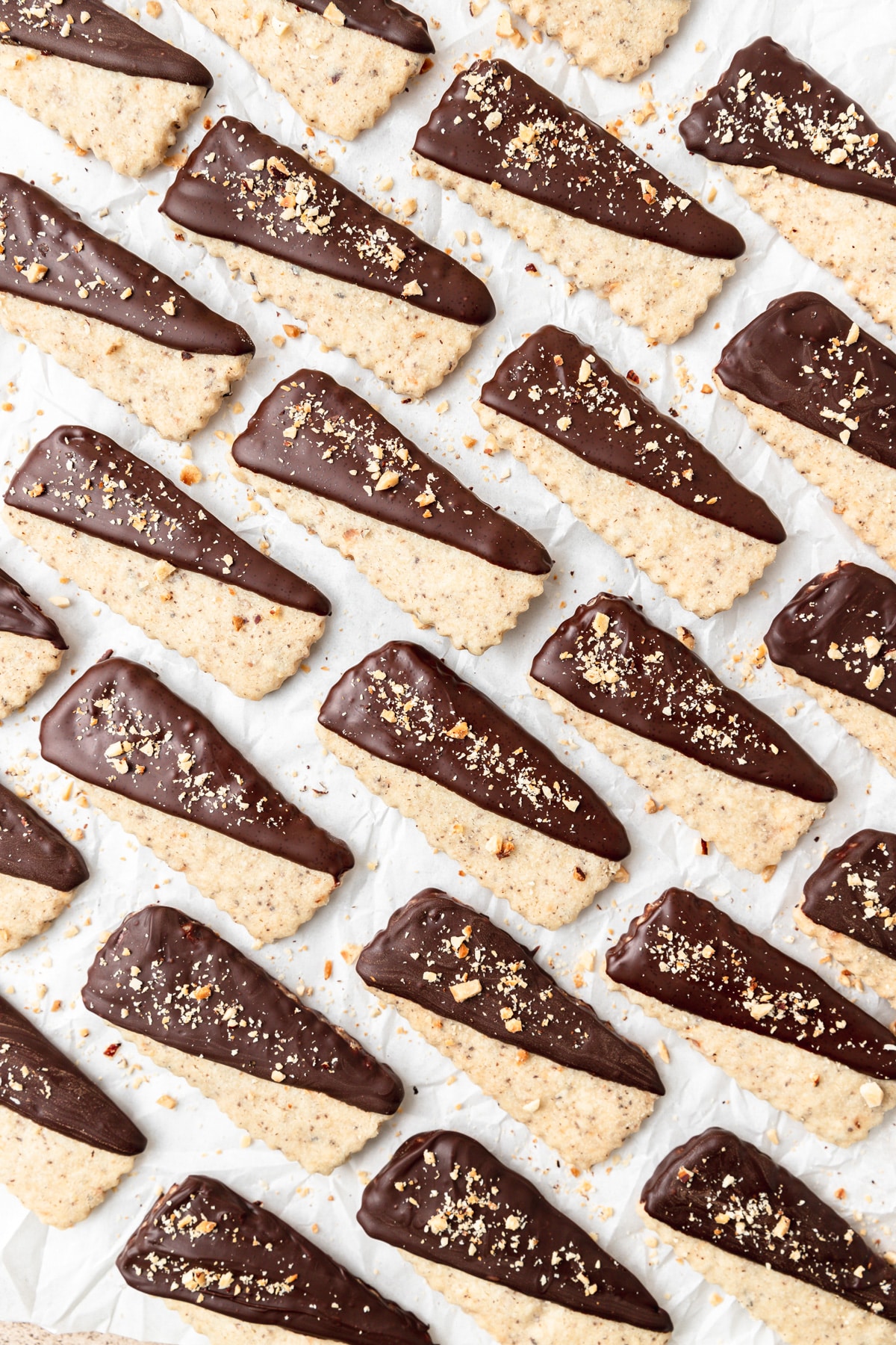 chocolate hazelnut shortbread cookies with brown butter.