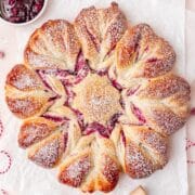 close up shot of cranberry star bread.