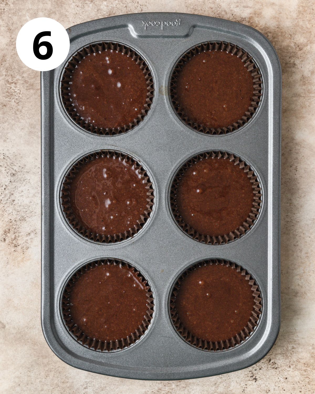 chocolate cupcakes before baking.