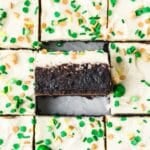 bailey's irish cream brownies with st patricks day sprinkles.