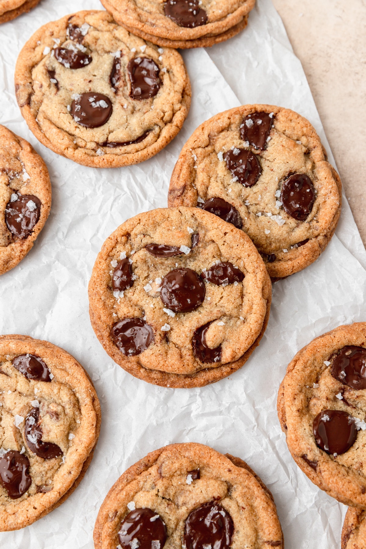 chocolate chip toffee cookies with brown butter.