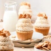 brown butter cinnamon toast crunch cupcakes with cereal milk.