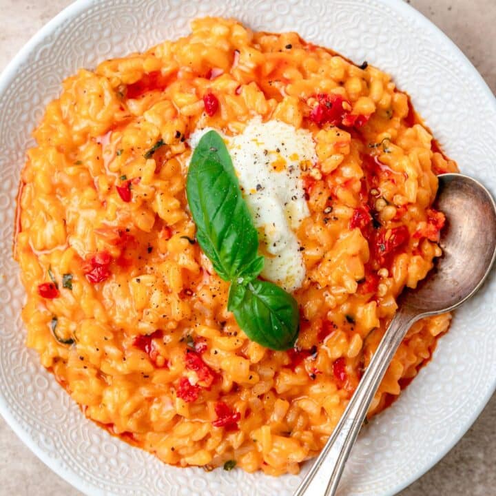 Goat Cheese Risotto with Cherry Tomato Confit Barley & Sage