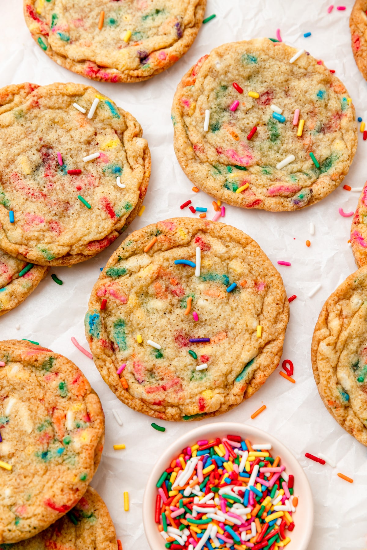 funfetti sugar cookies with rainbow sprinkles. 