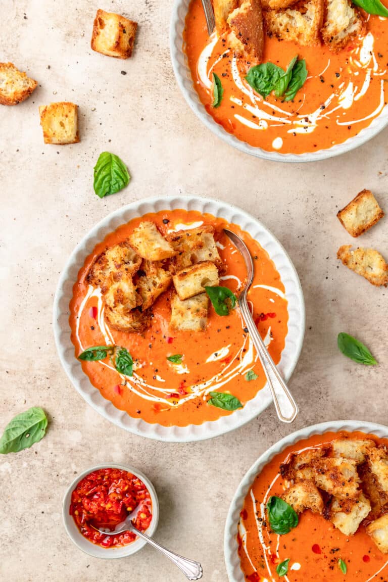 Spicy Tomato Soup with Calabrian Chilies Barley & Sage