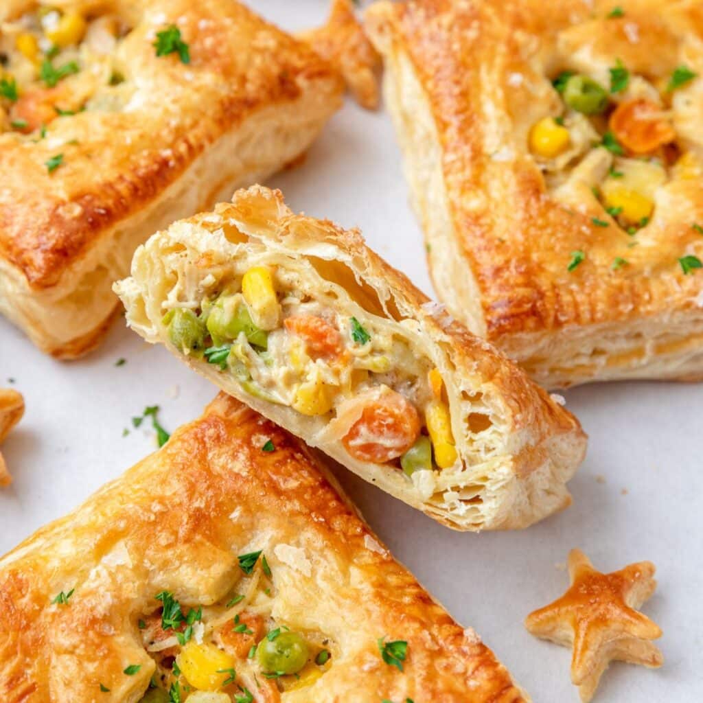 Mini Chicken Pot Pies with Puff Pastry Barley & Sage