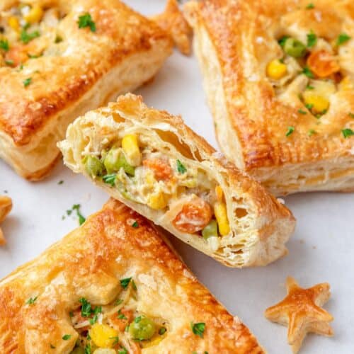 Mini Chicken Pot Pies with Puff Pastry Barley & Sage