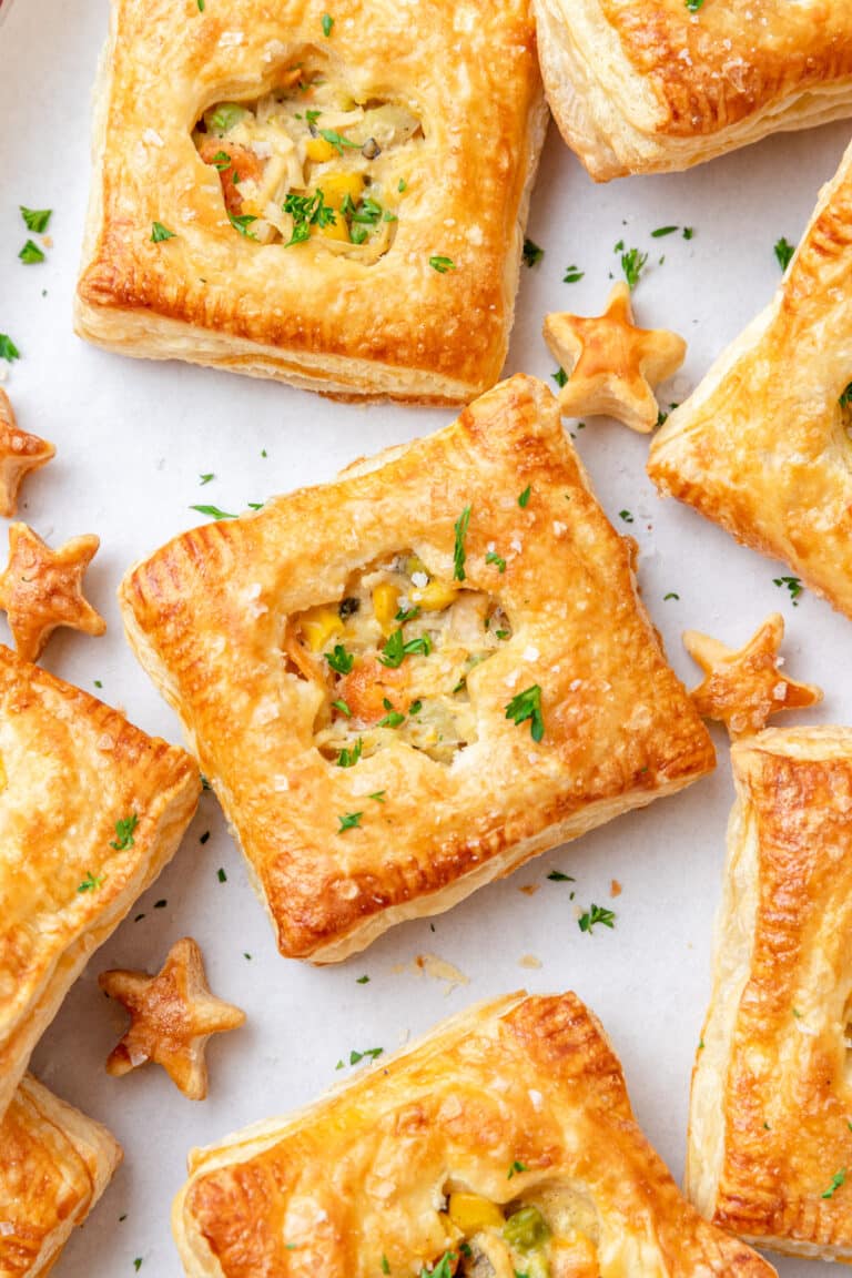 Mini Chicken Pot Pies with Puff Pastry Barley & Sage