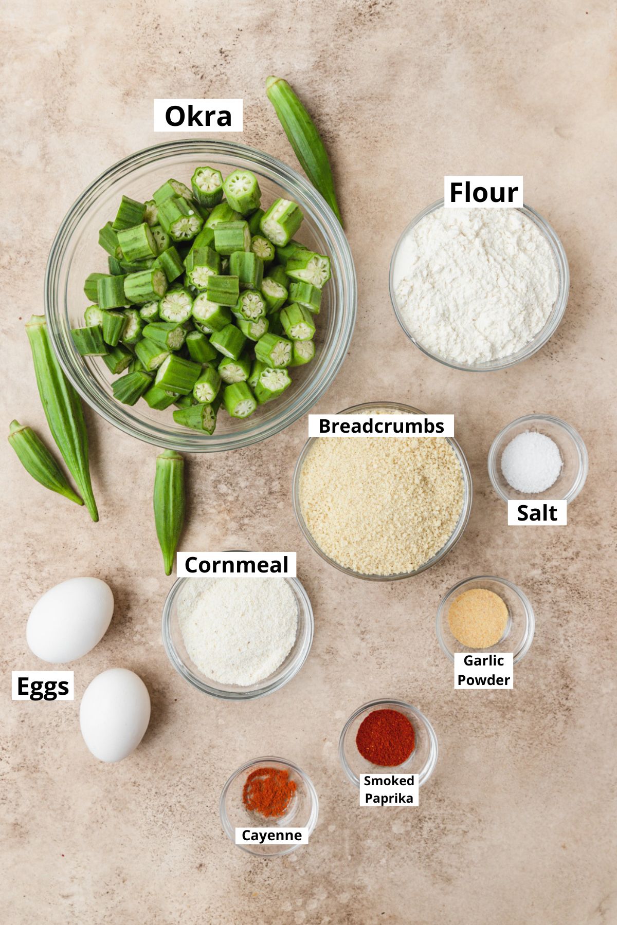 ingredients for fried okra.