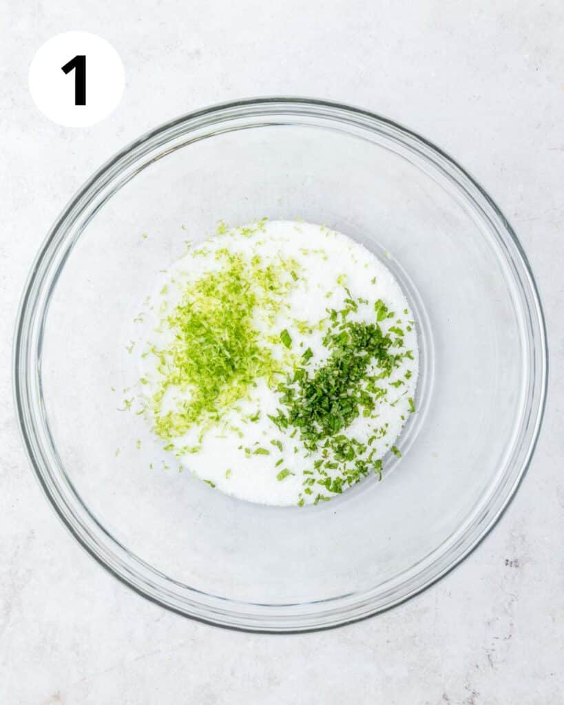 sugar with lime zest and mint.