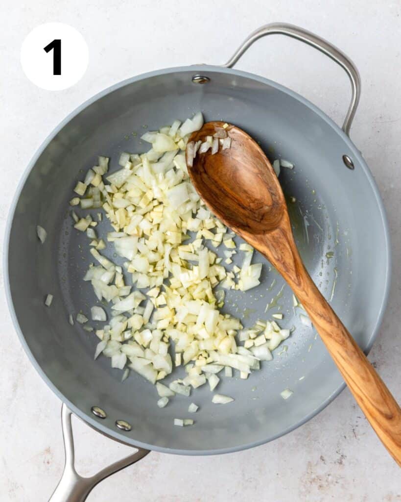 sautéing onion and garlic.