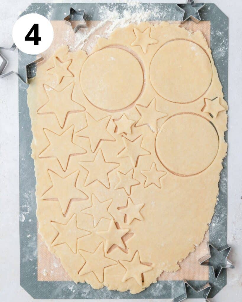 cutting out stars of pie dough.