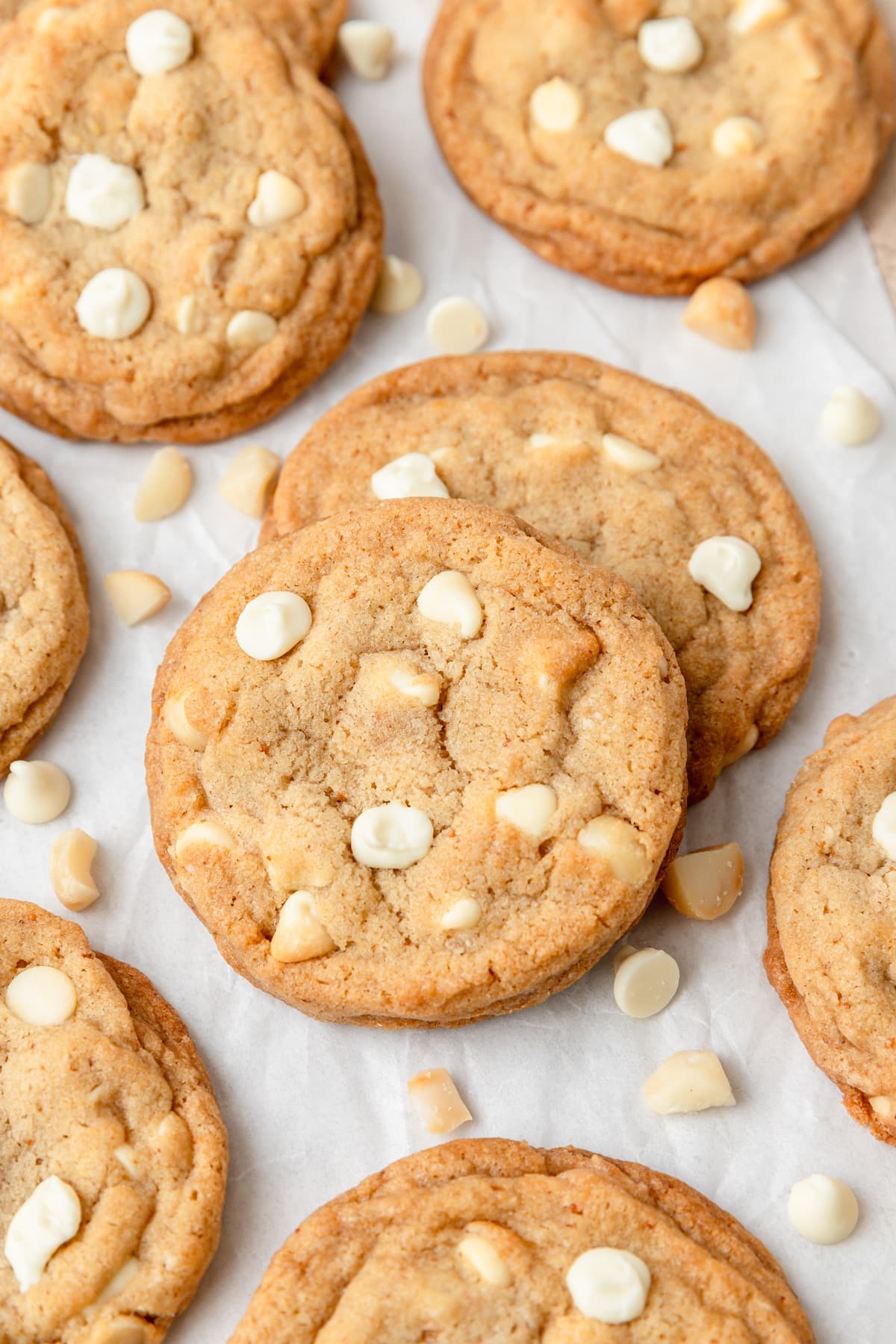 white chocolate macadamia nut cookies with brown butter.
