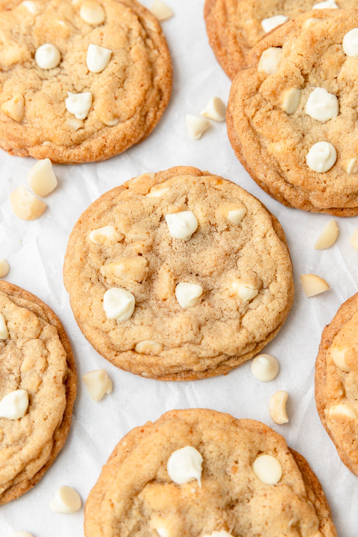 brown butter white chocolate chip cookies.