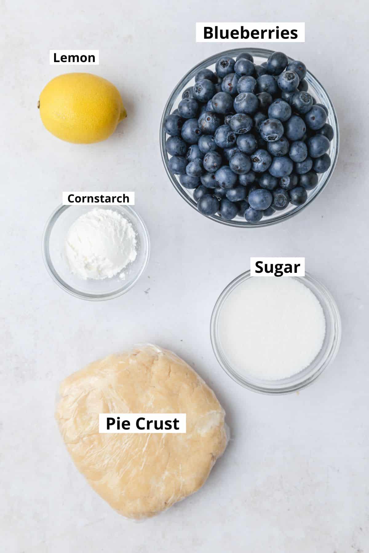ingredients for mini blueberry pies.