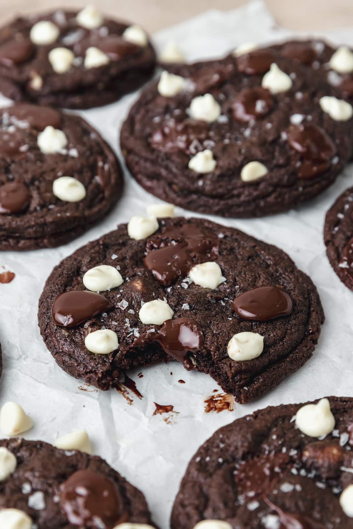 chewy triple chocolate chip cookies.