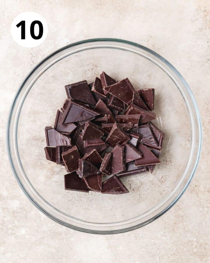 chopped chocolate in bowl.