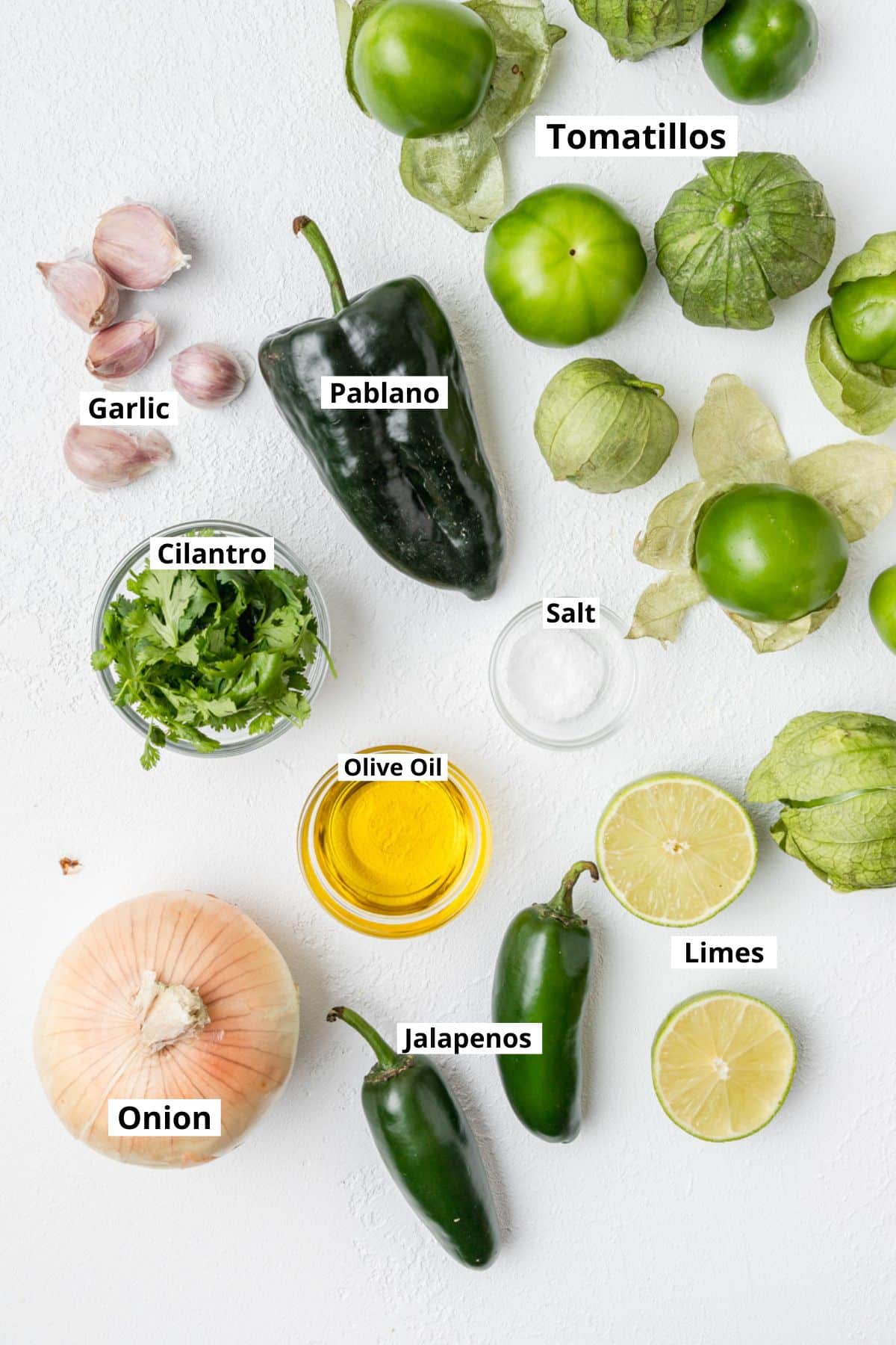 ingredients for tomatillo salsa.