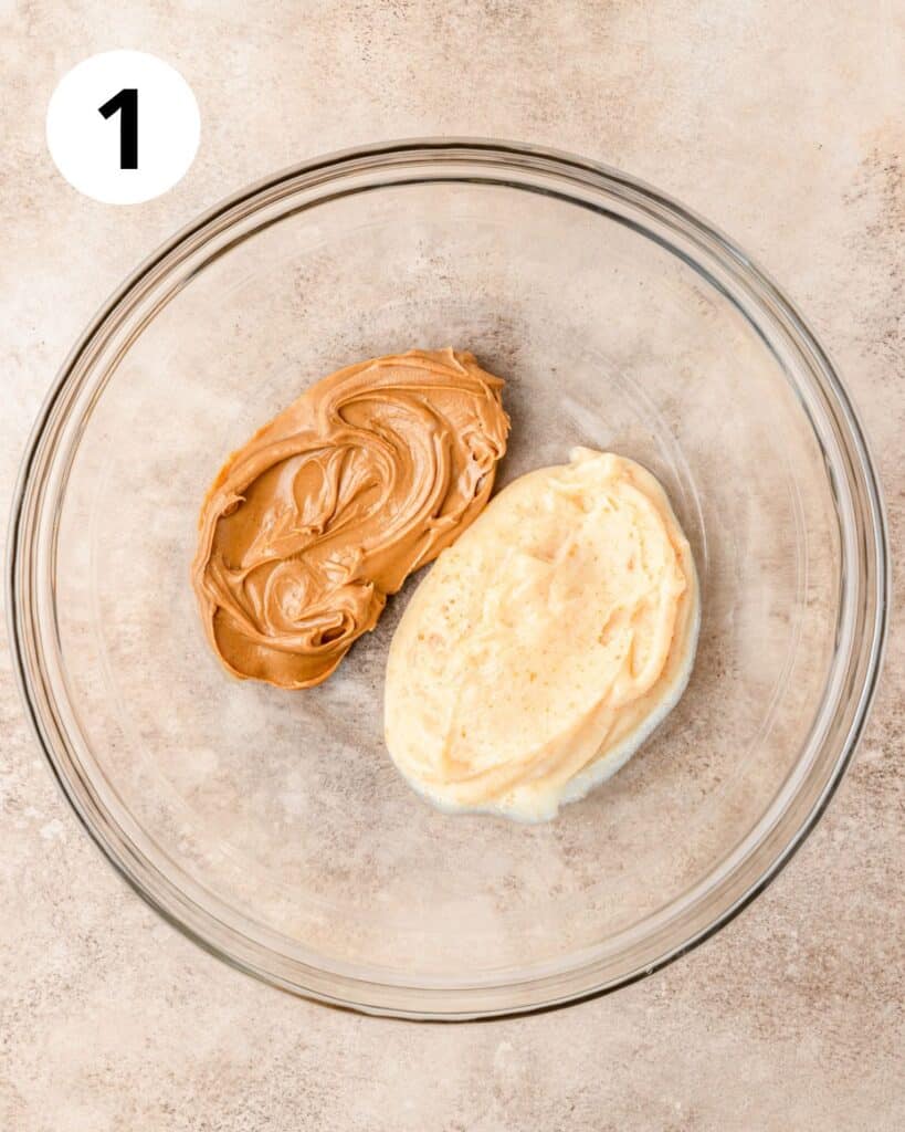 peanut butter and brown butter in bowl.