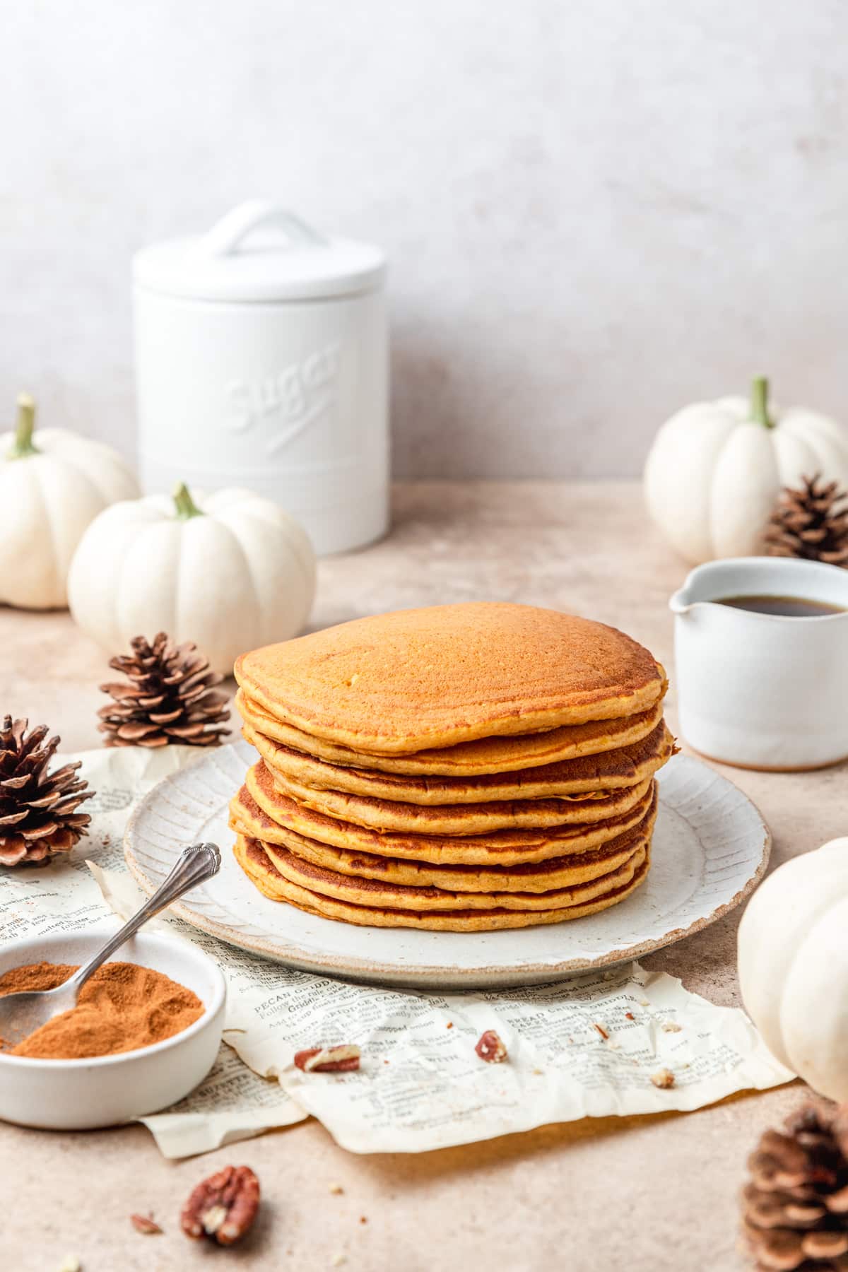 stack of sourdough pumpkin pancakes.