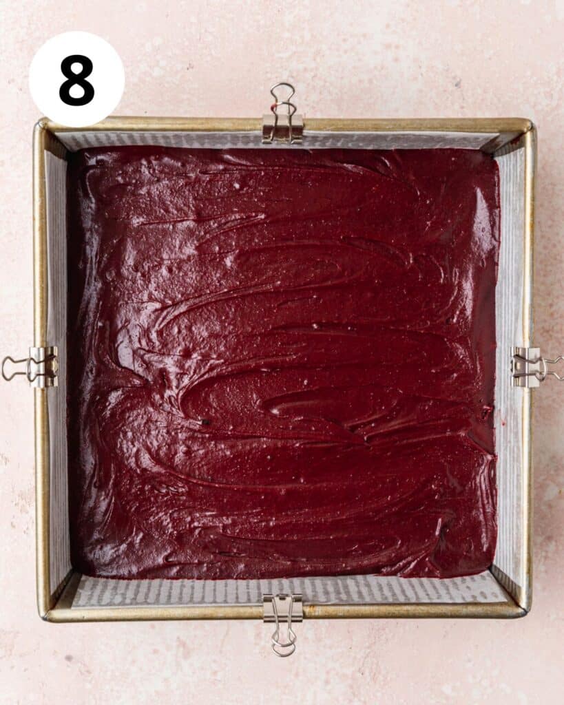 red velvet brownies before baking.