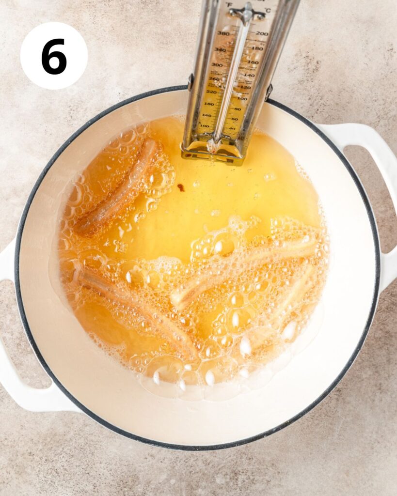 deep frying churros.