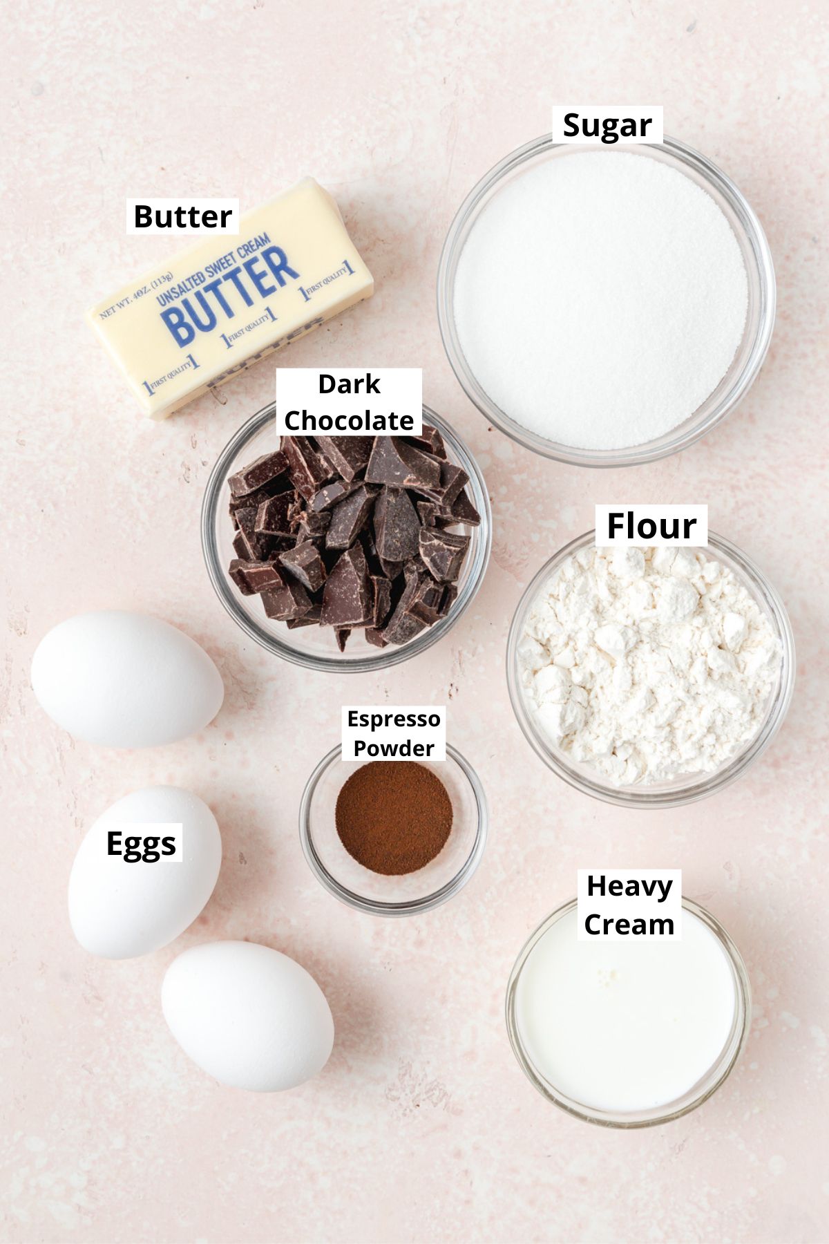 ingredients for chocolate lava cakes.