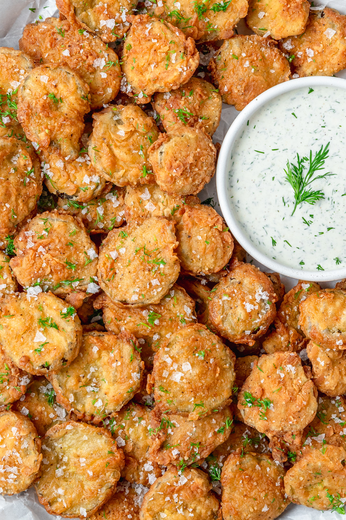 homemade deep fried pickles with ranch.