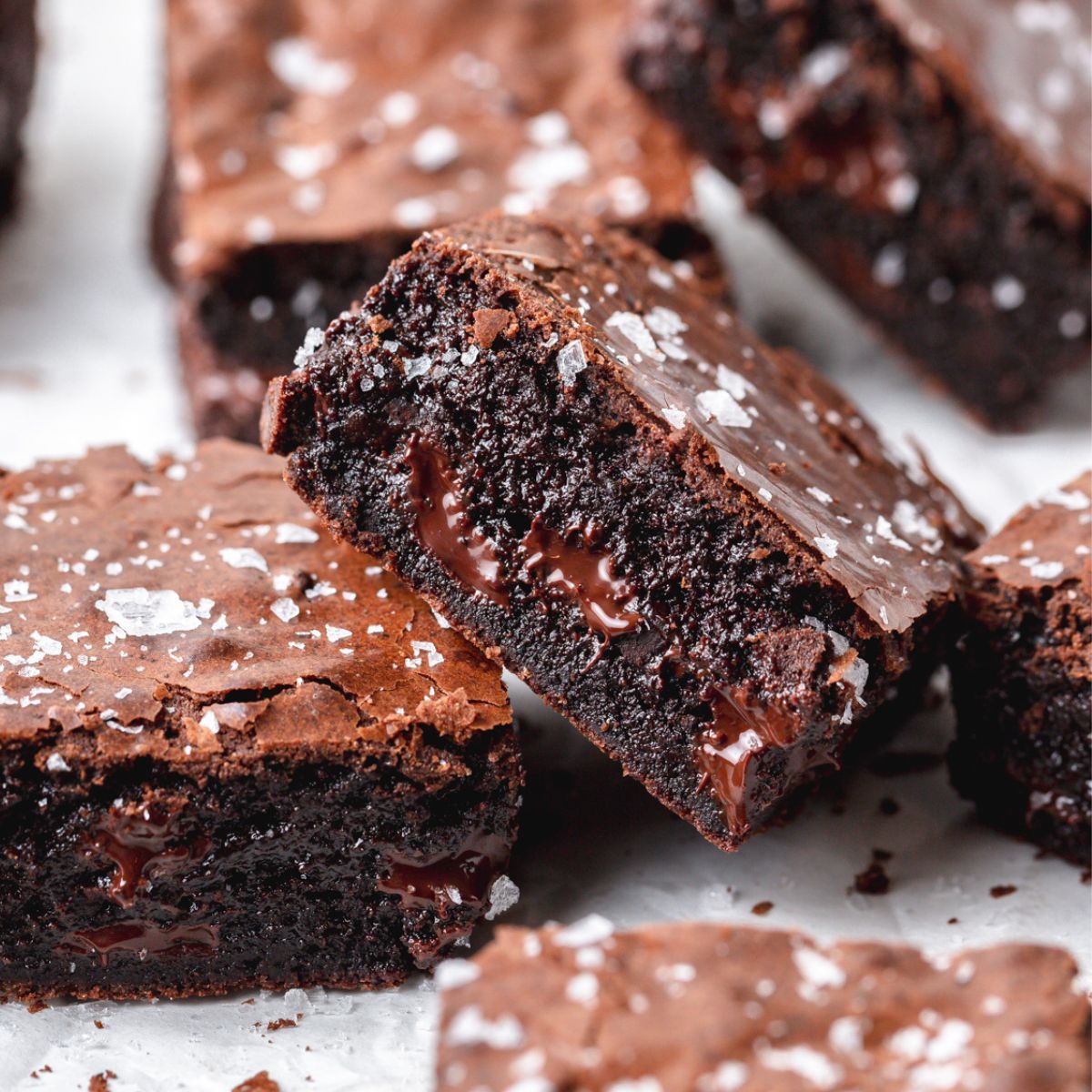 close up of olive oil brownies.