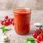 jar of homemade San Marzano pizza sauce.