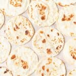 close up of homemade sourdough tortillas.