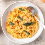 bowl of roasted butternut squash risotto.