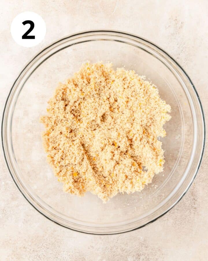 orange zest rubbed into sugar.