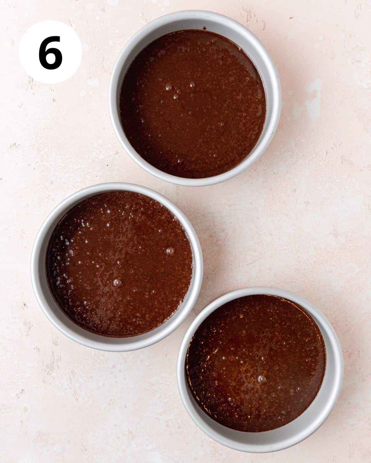 chocolate cake layers before baking. 